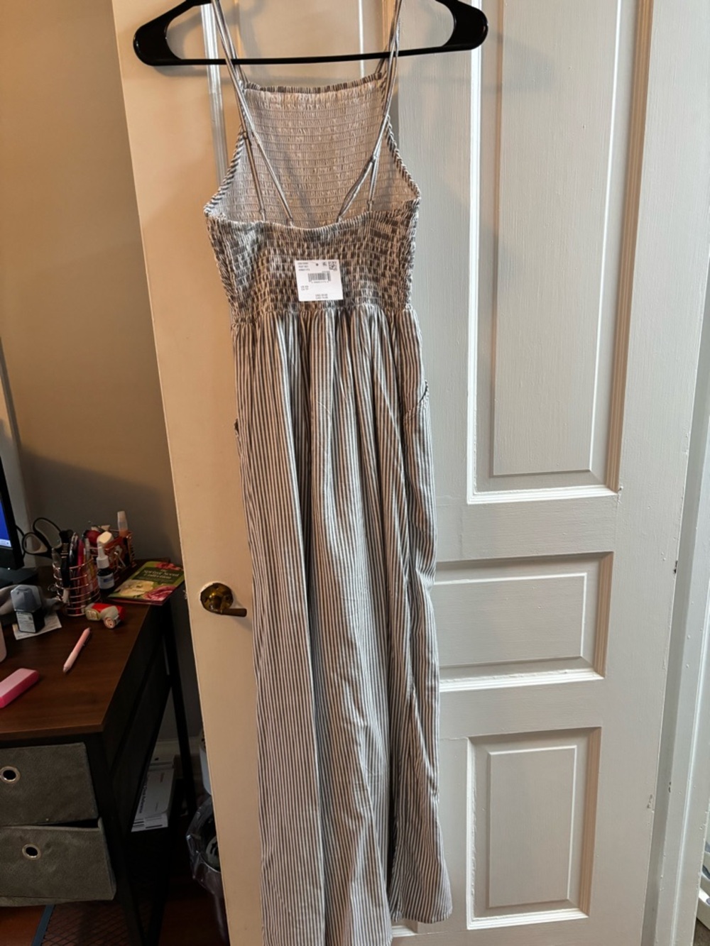 American Eagle Outfitters Striped Wide-Leg Jumpsuit in White and blue